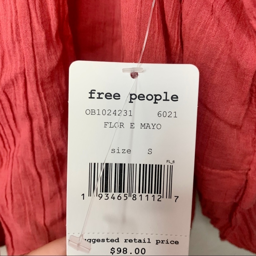 Free people crochet eyelet flor e Mayo blouse sz S - Picture 4 of 11